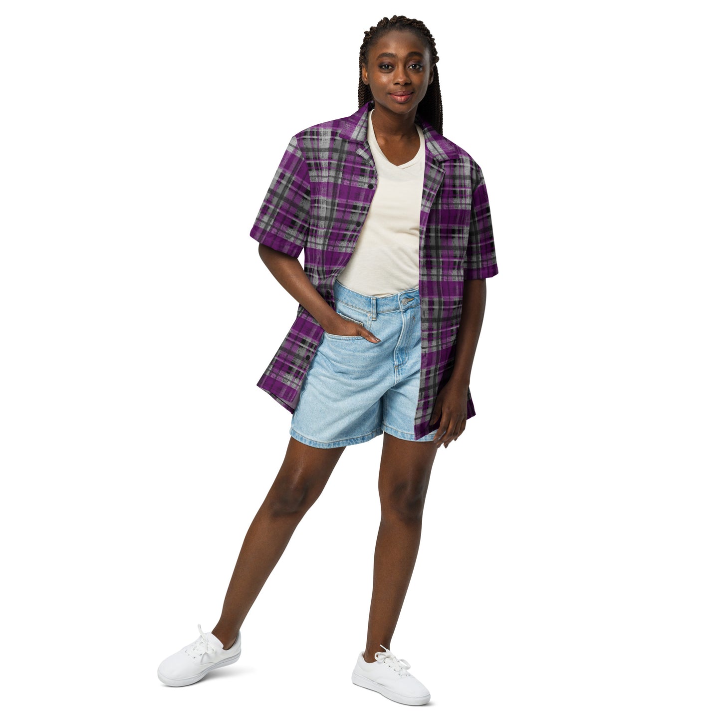 Asexual Pride Plaid Button-Down Shirt