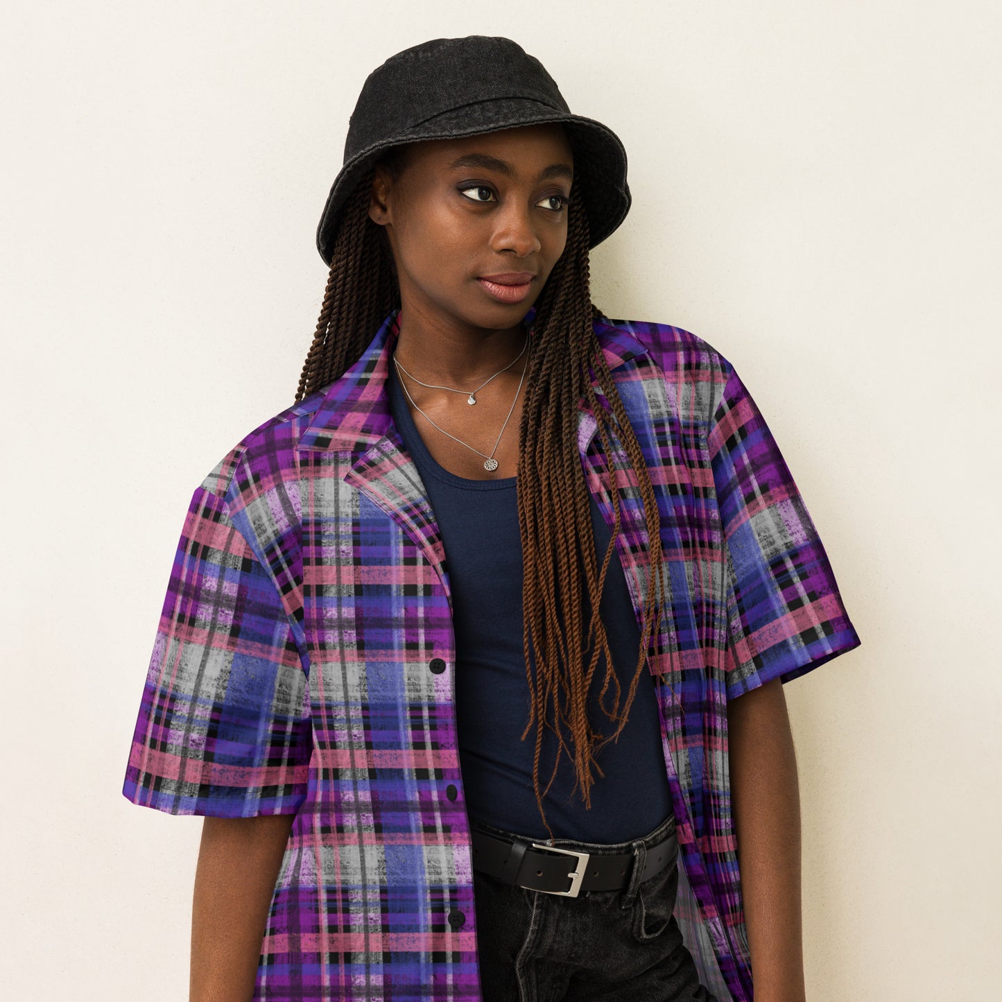 Genderfluid Pride Plaid Button-Down Shirt