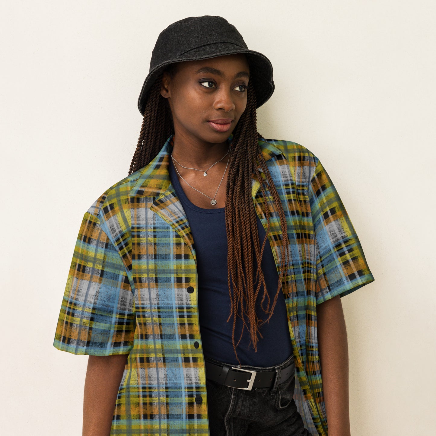 Aroace Pride Plaid Button-Down Shirt
