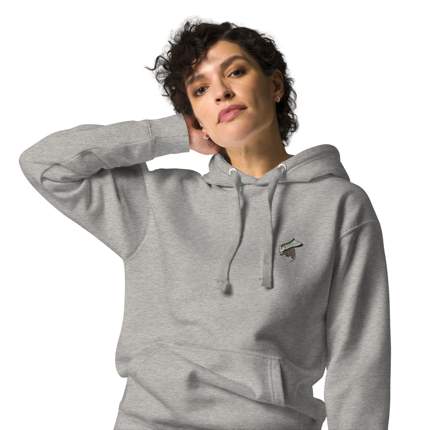 Agender Pride Hoodie with Embroidered Possum