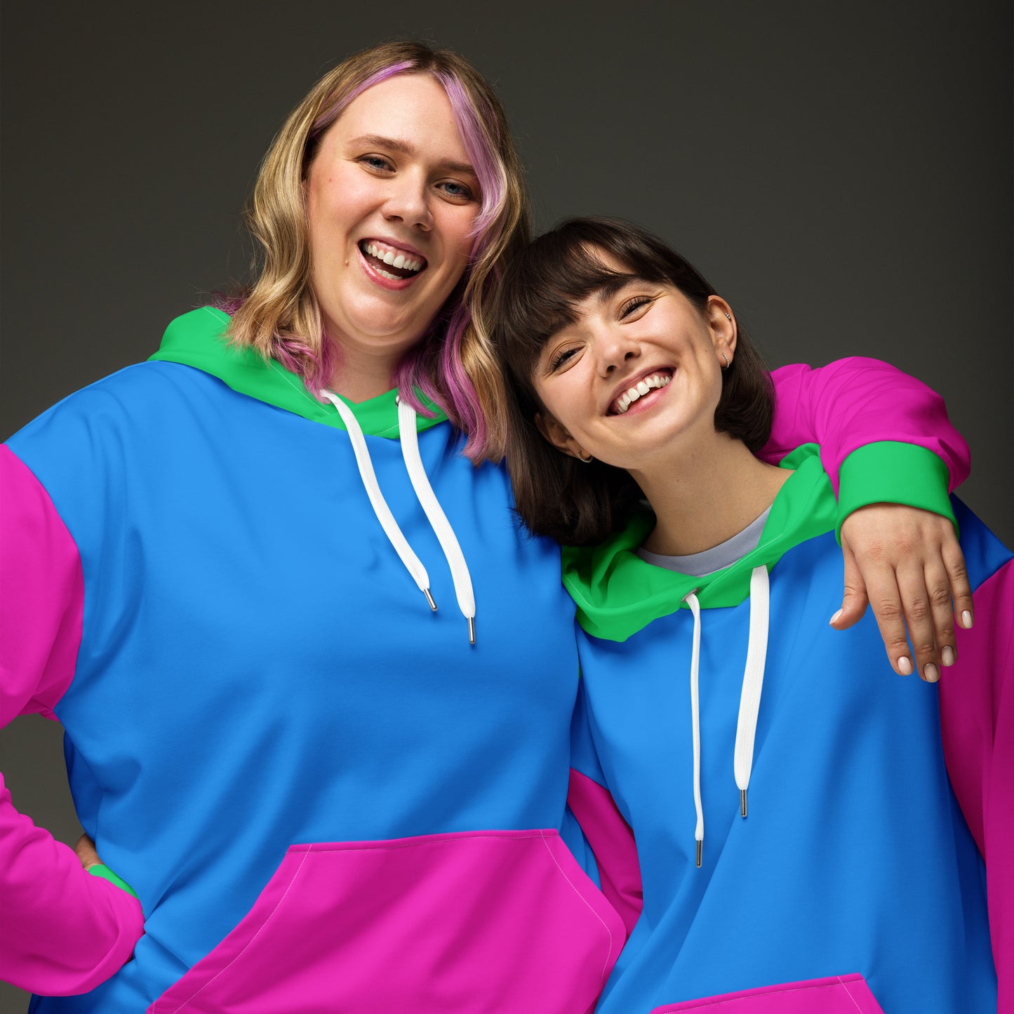Polysexual Pride Color Block Hoodie