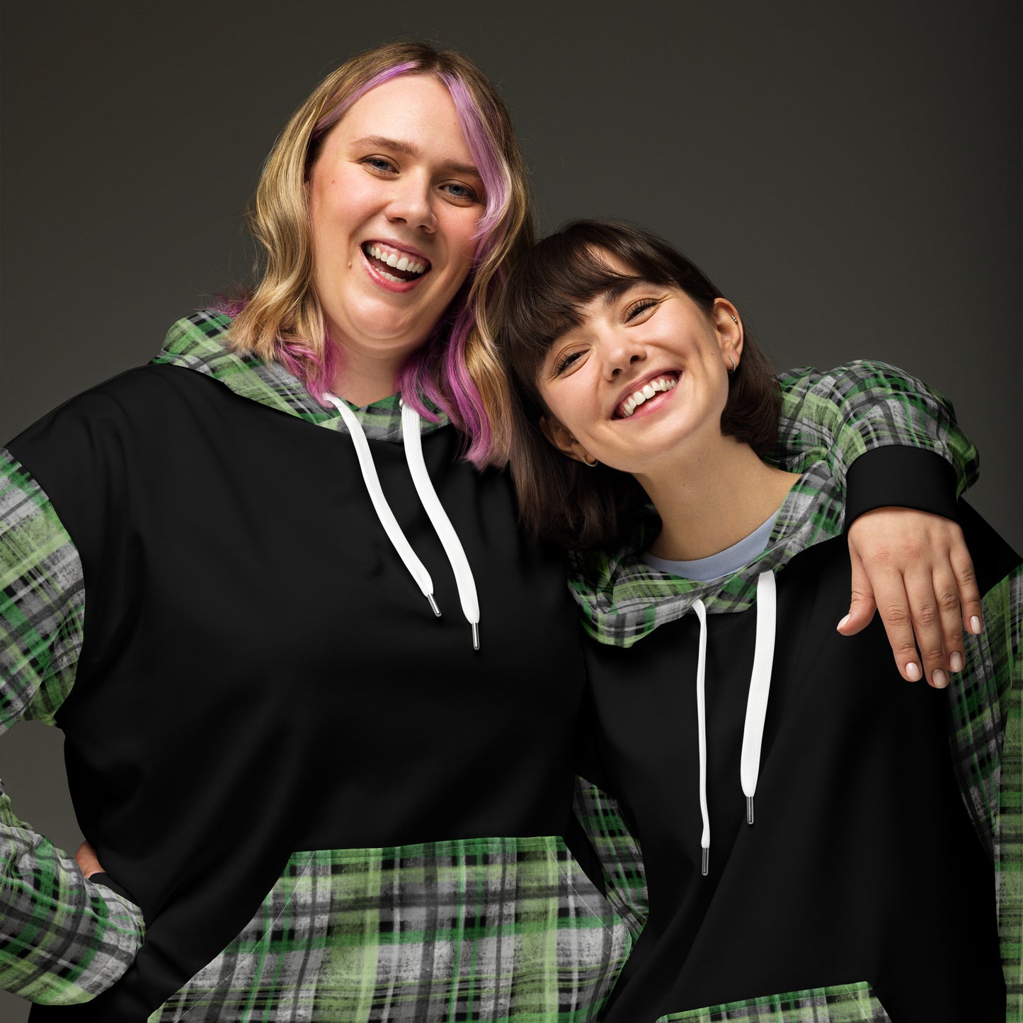 Aromantic Pride Plaid Hoodie