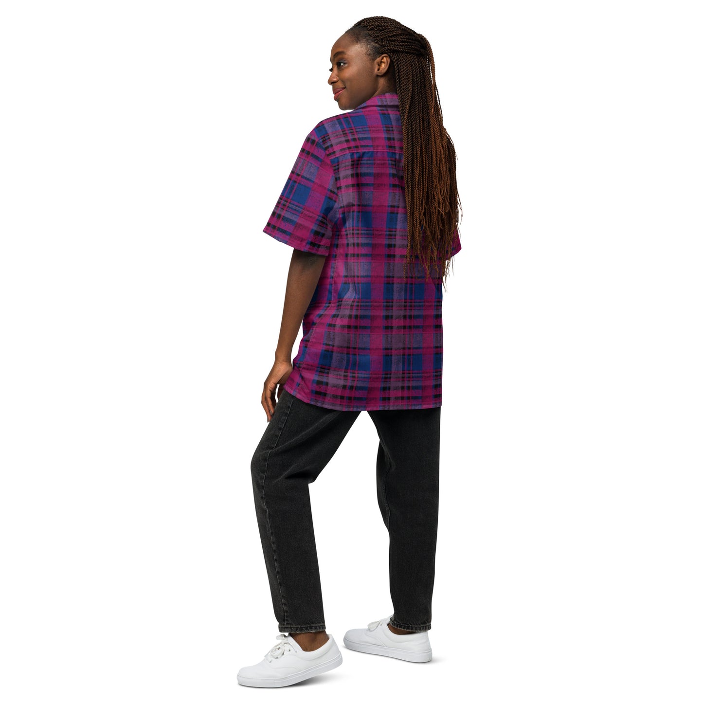 Bisexual Pride Plaid Button-Down Shirt