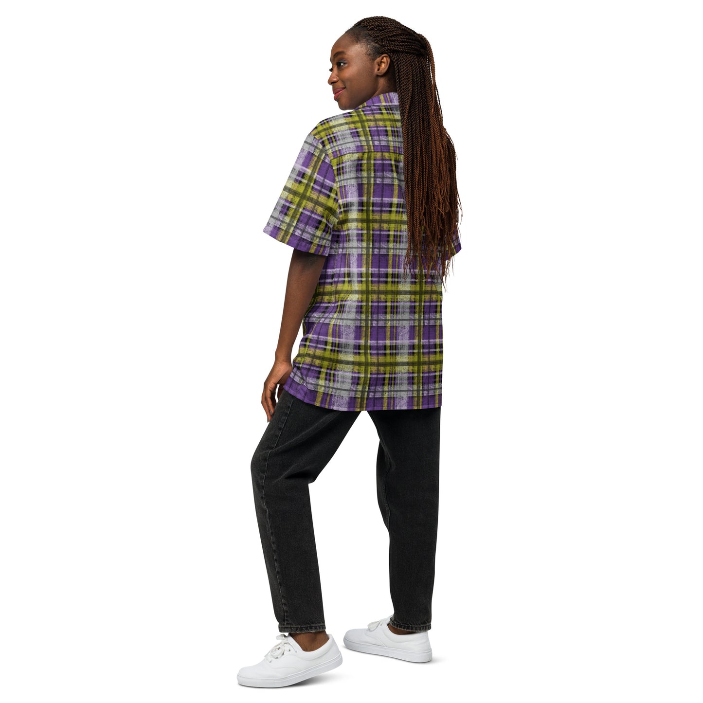 Nonbinary Pride Plaid Button-Down Shirt