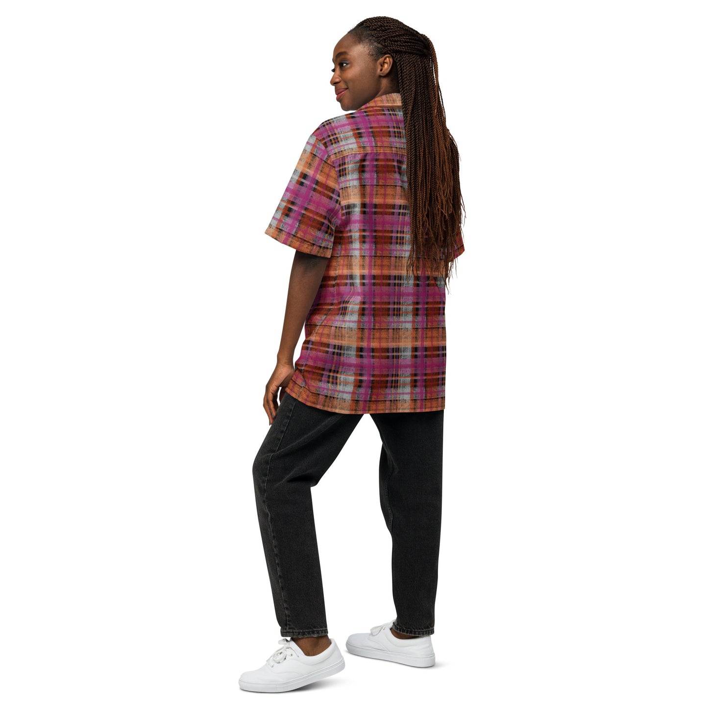 Lesbian Pride Plaid Button-Down Shirt