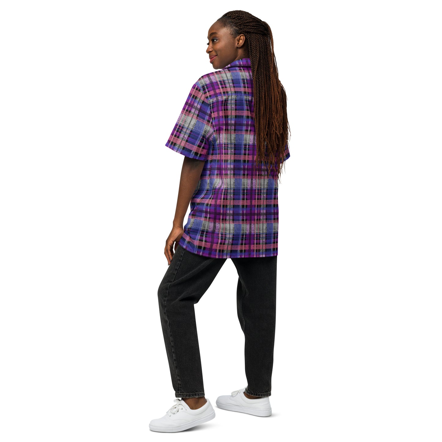 Genderfluid Pride Plaid Button-Down Shirt