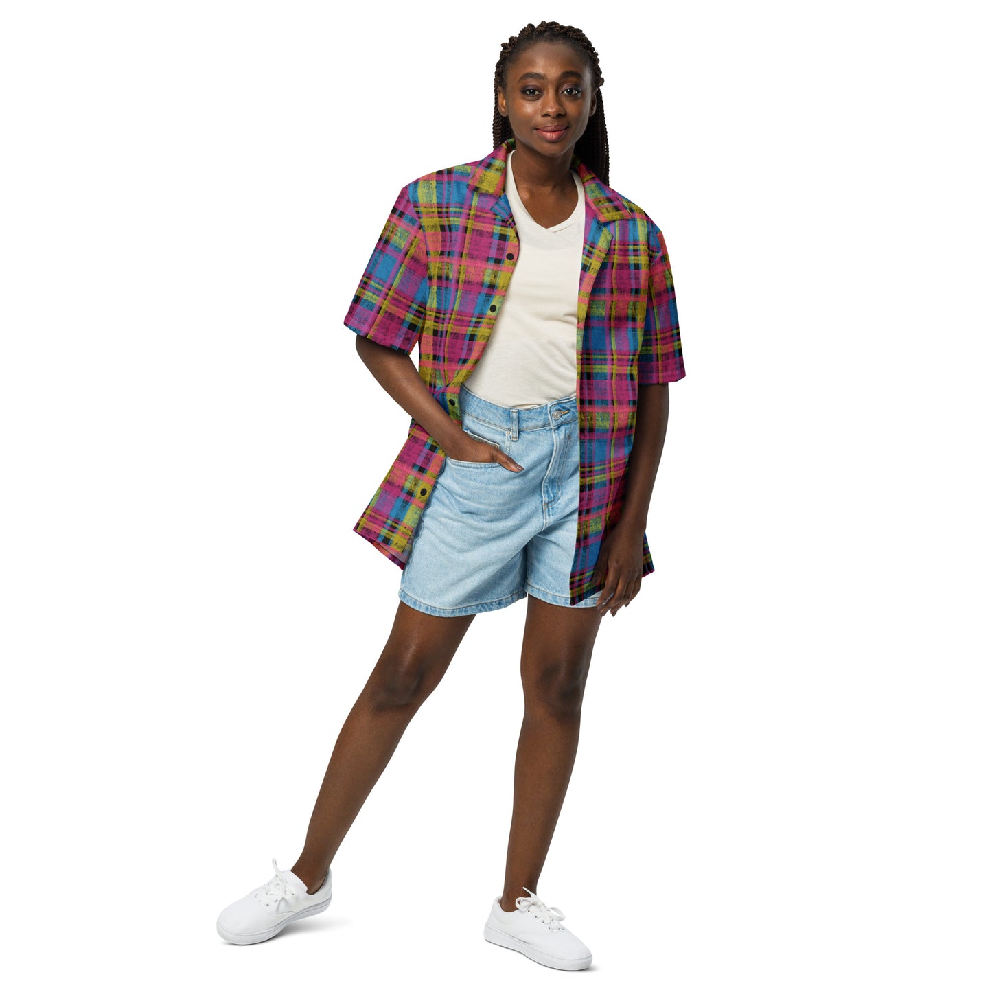 Pansexual Pride Plaid Button-Down Shirt