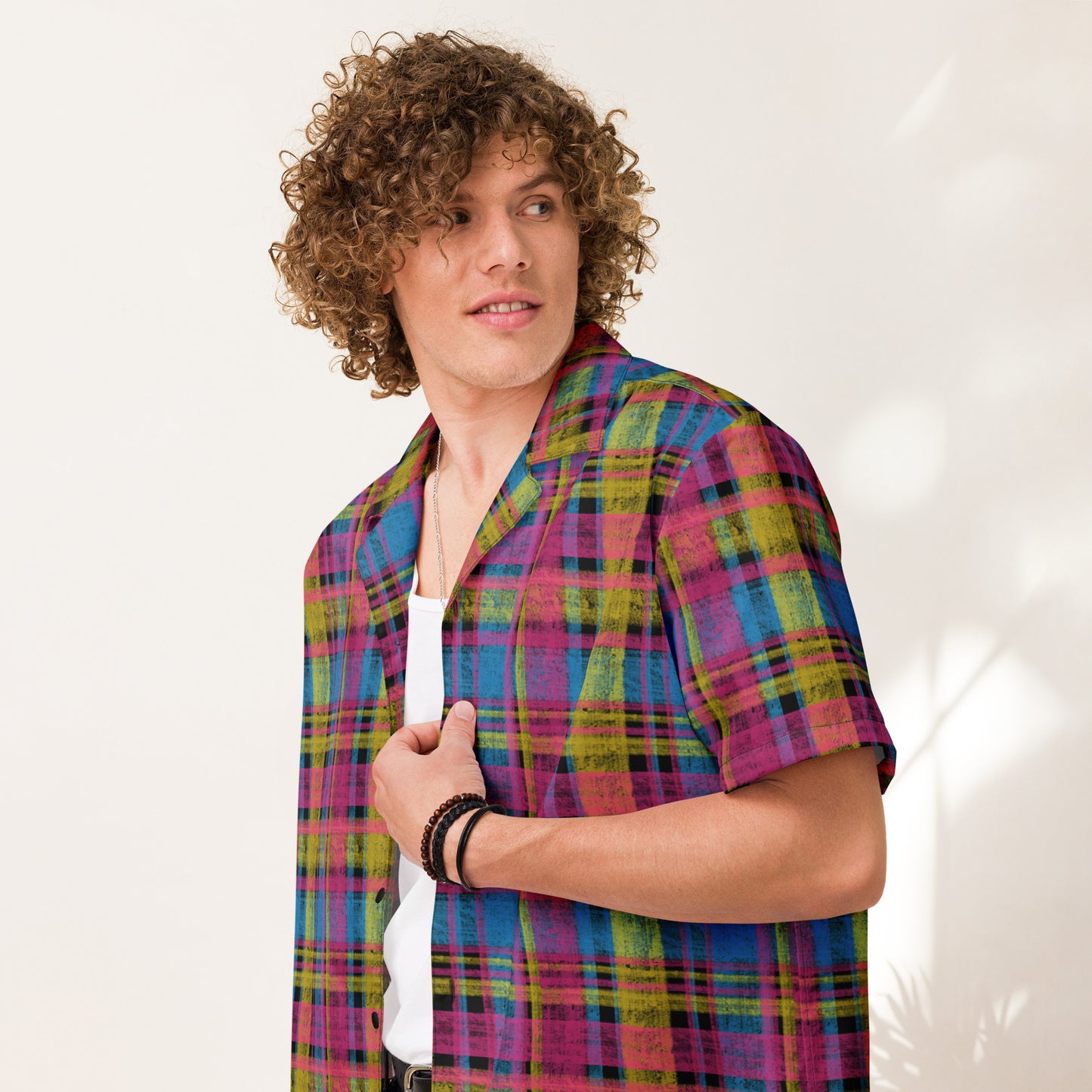 Pansexual Pride Plaid Button-Down Shirt