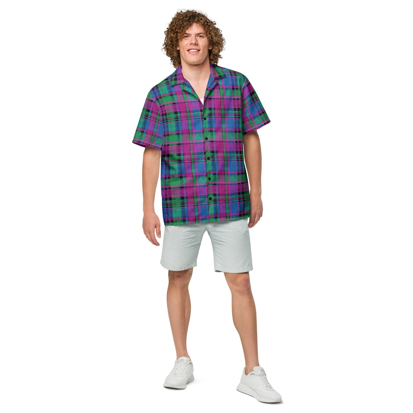 Polysexual Pride Plaid Button-Down Shirt