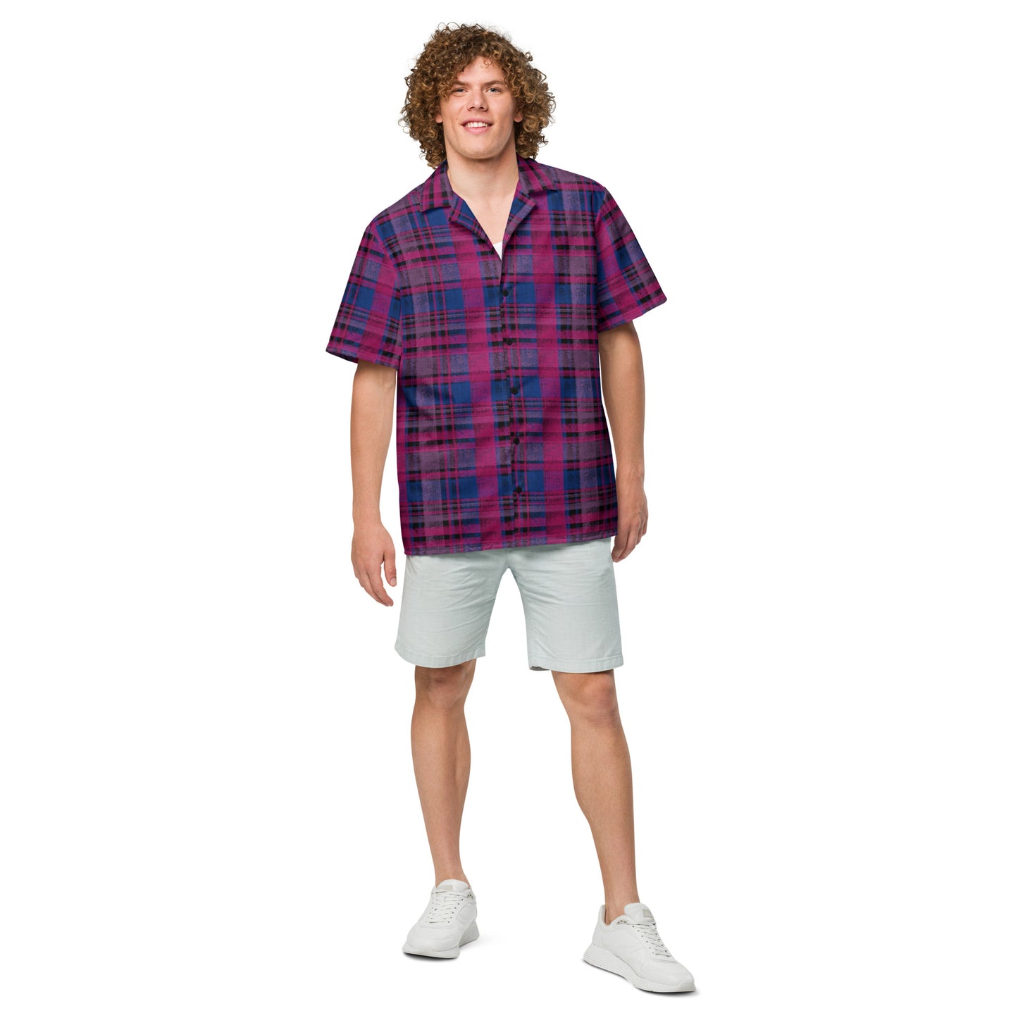Bisexual Pride Plaid Button-Down Shirt