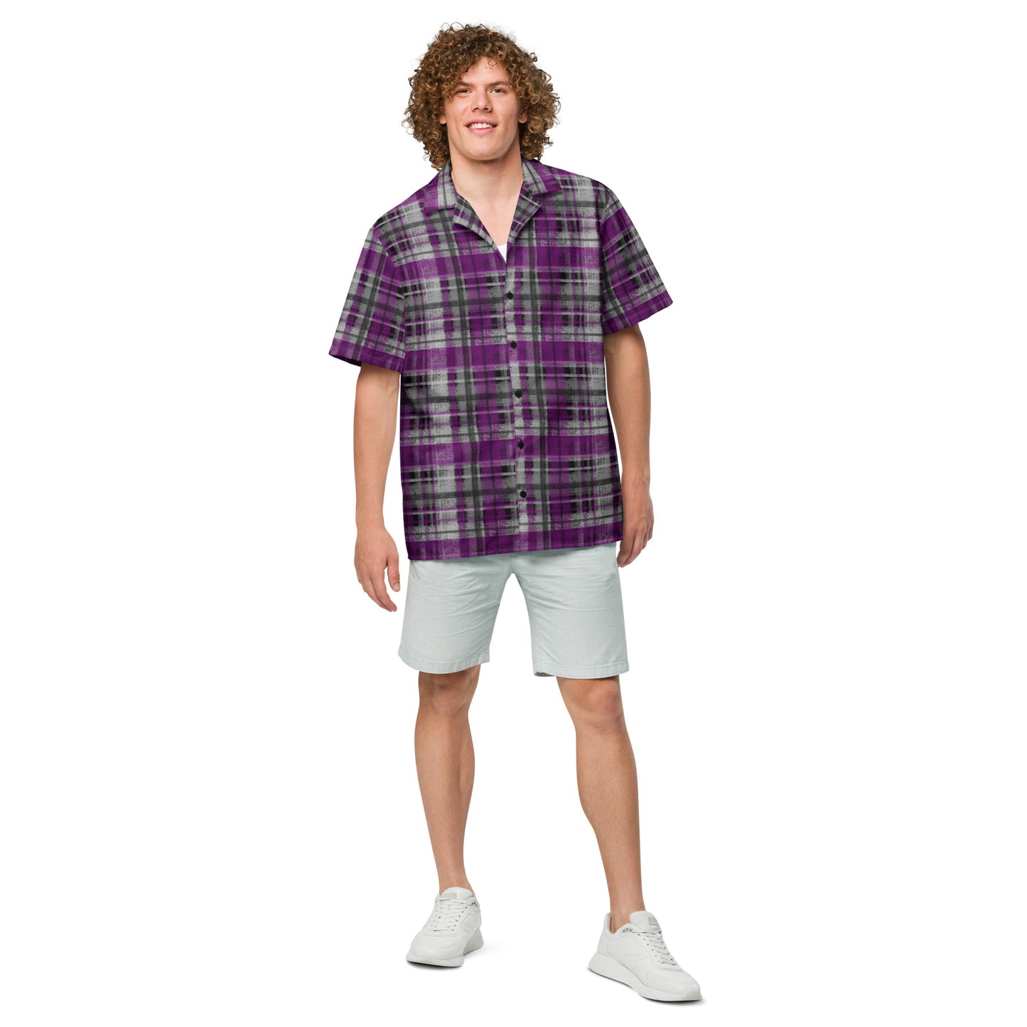 Asexual Pride Plaid Button-Down Shirt