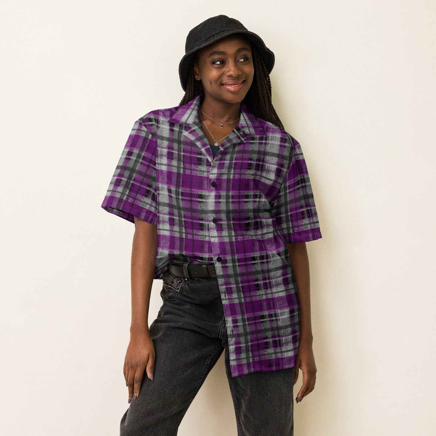 Asexual Pride Plaid Button-Down Shirt