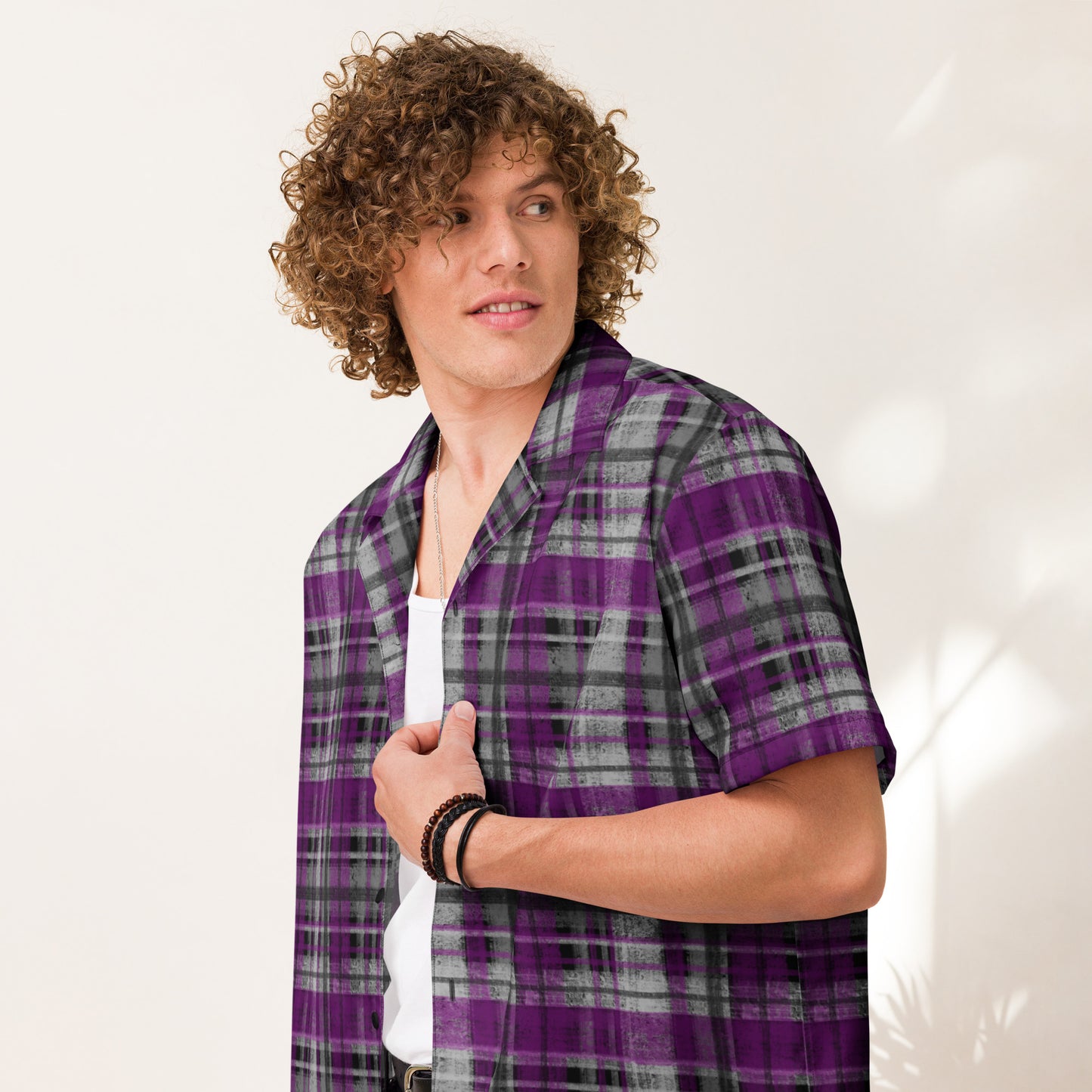 Asexual Pride Plaid Button-Down Shirt