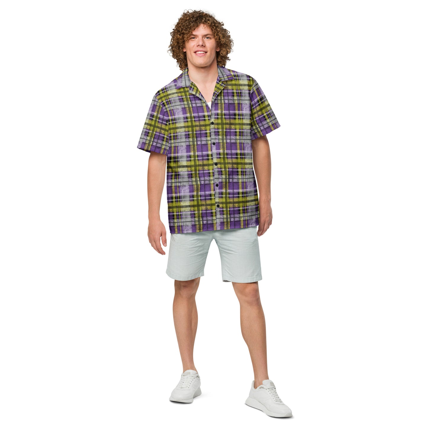Nonbinary Pride Plaid Button-Down Shirt