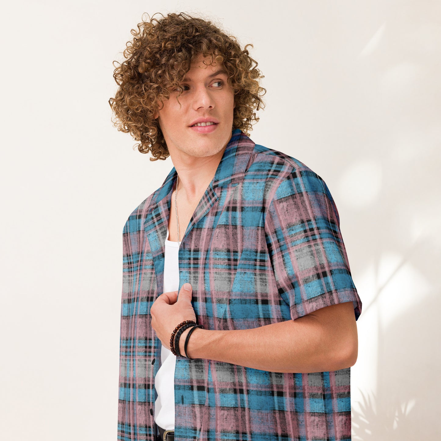 Transgender Pride Plaid Button-Down Shirt