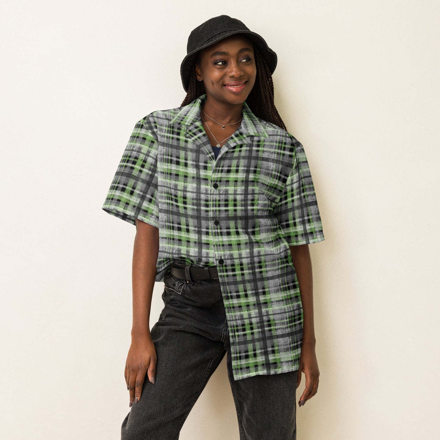 Agender Pride Plaid Button-Down Shirt