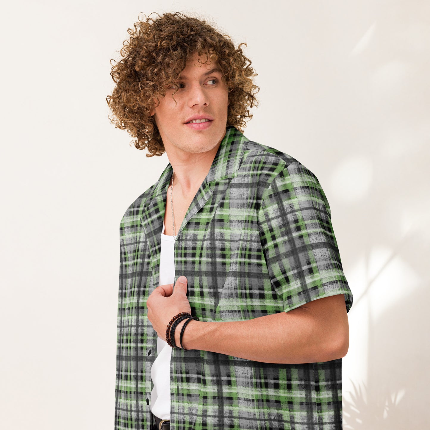 Agender Pride Plaid Button-Down Shirt