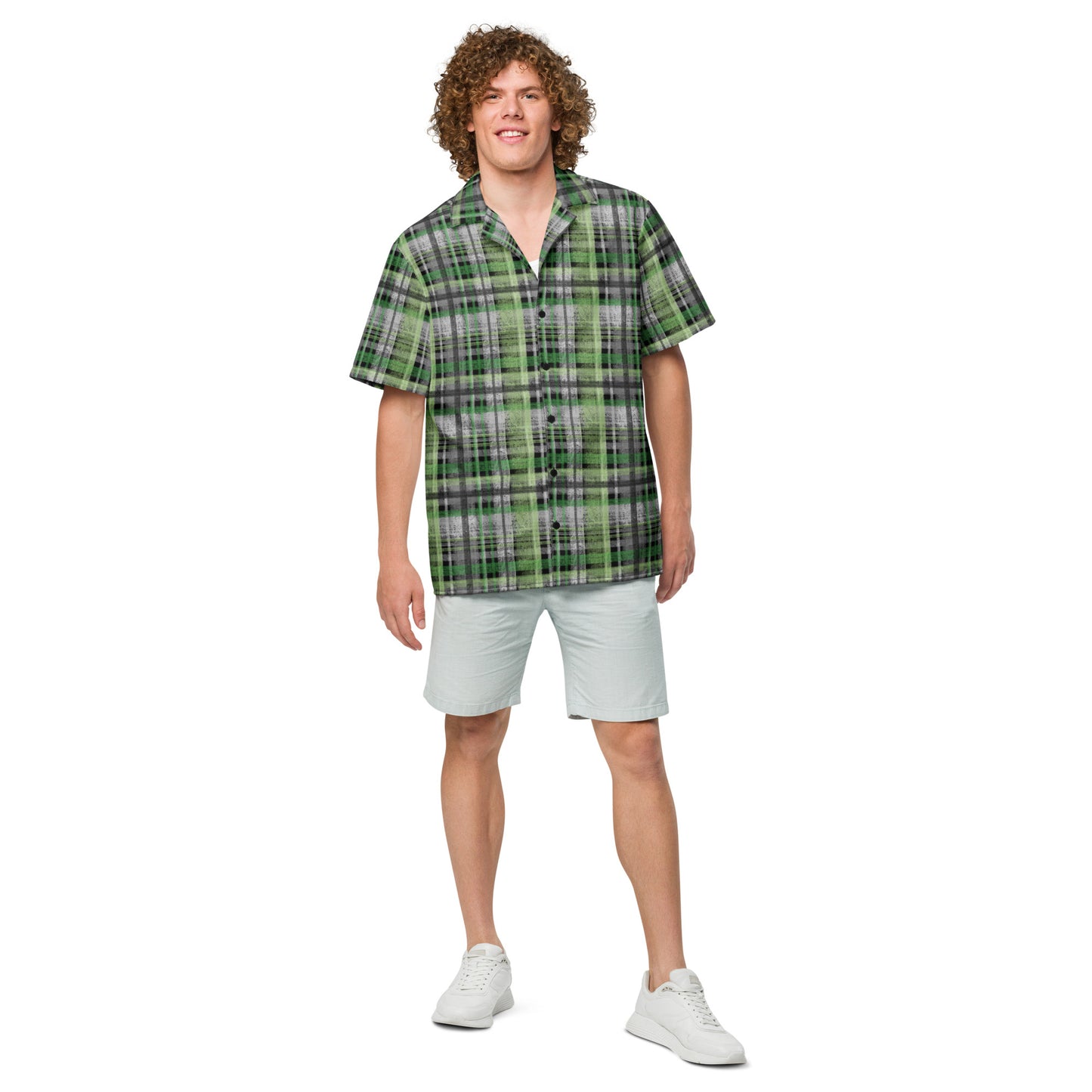 Aromantic Pride Plaid Button-Down Shirt