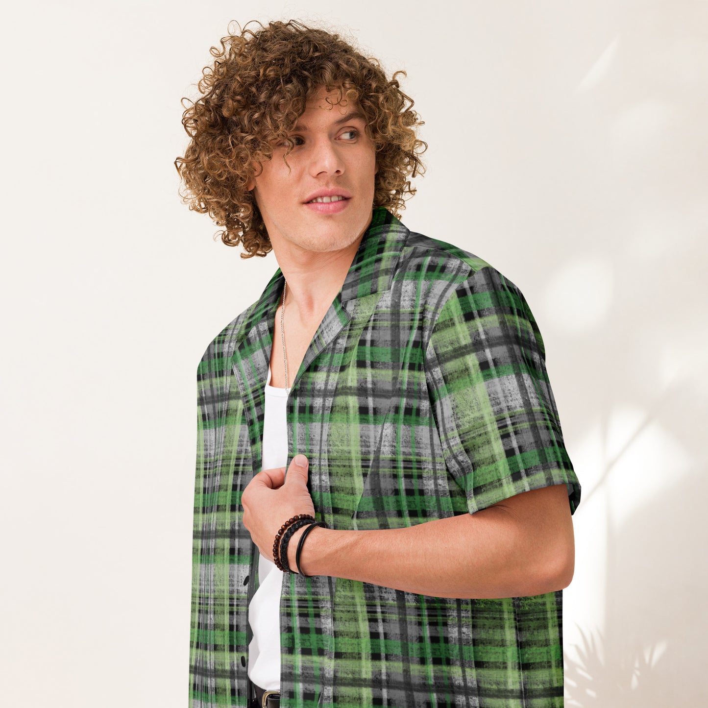 Aromantic Pride Plaid Button-Down Shirt