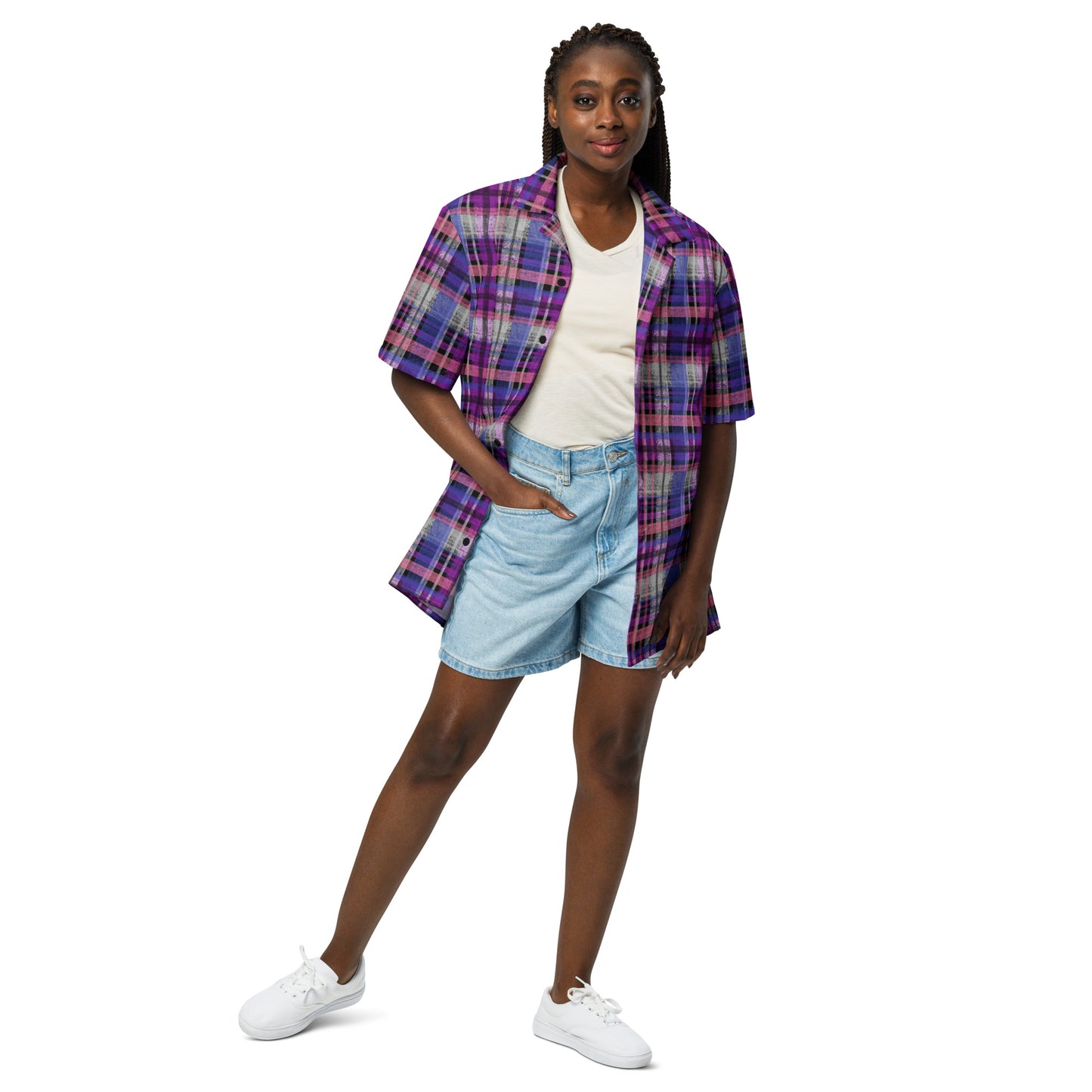Genderfluid Pride Plaid Button-Down Shirt