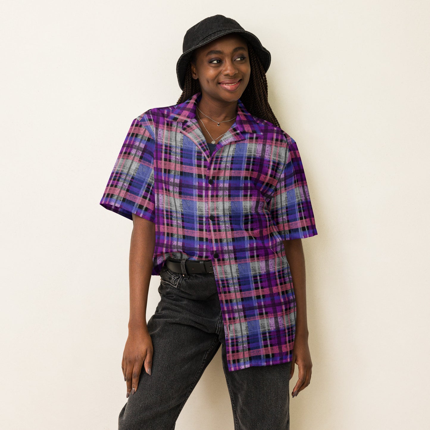 Genderfluid Pride Plaid Button-Down Shirt