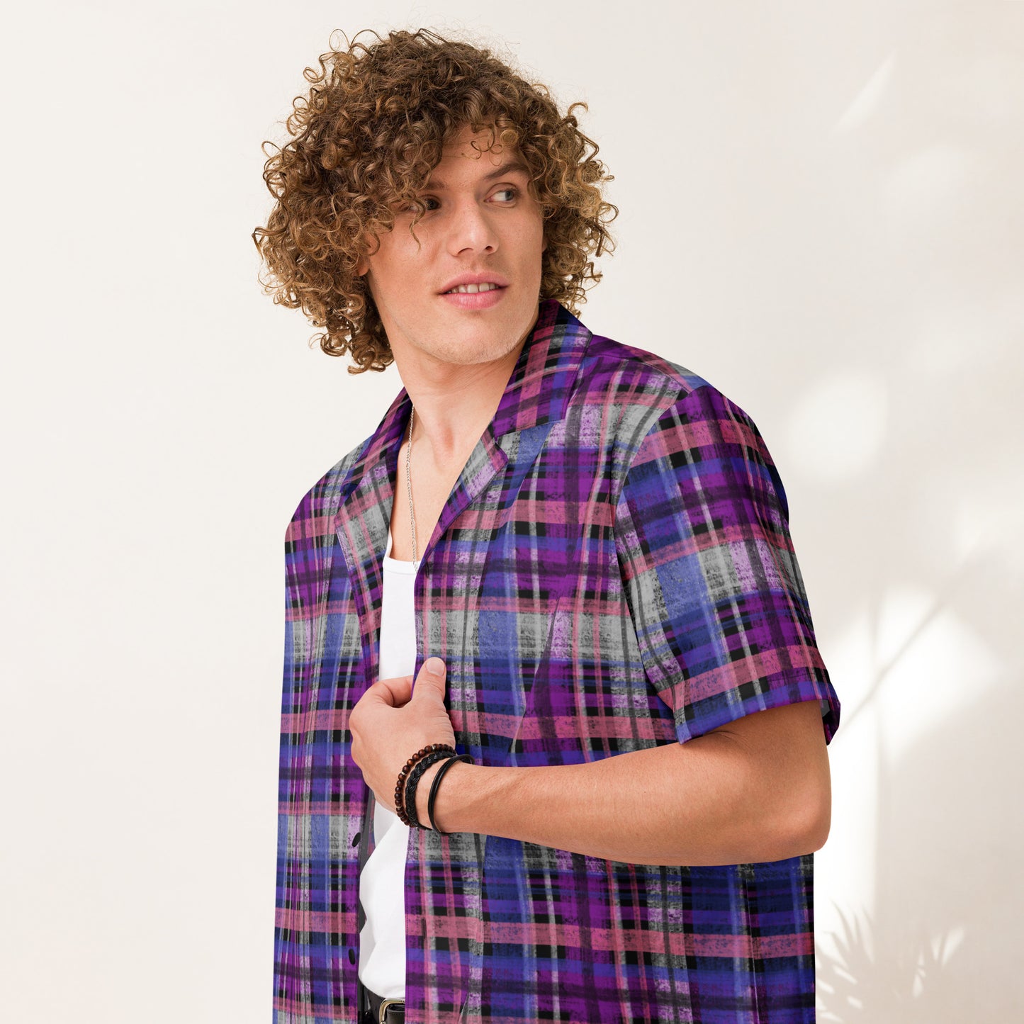 Genderfluid Pride Plaid Button-Down Shirt