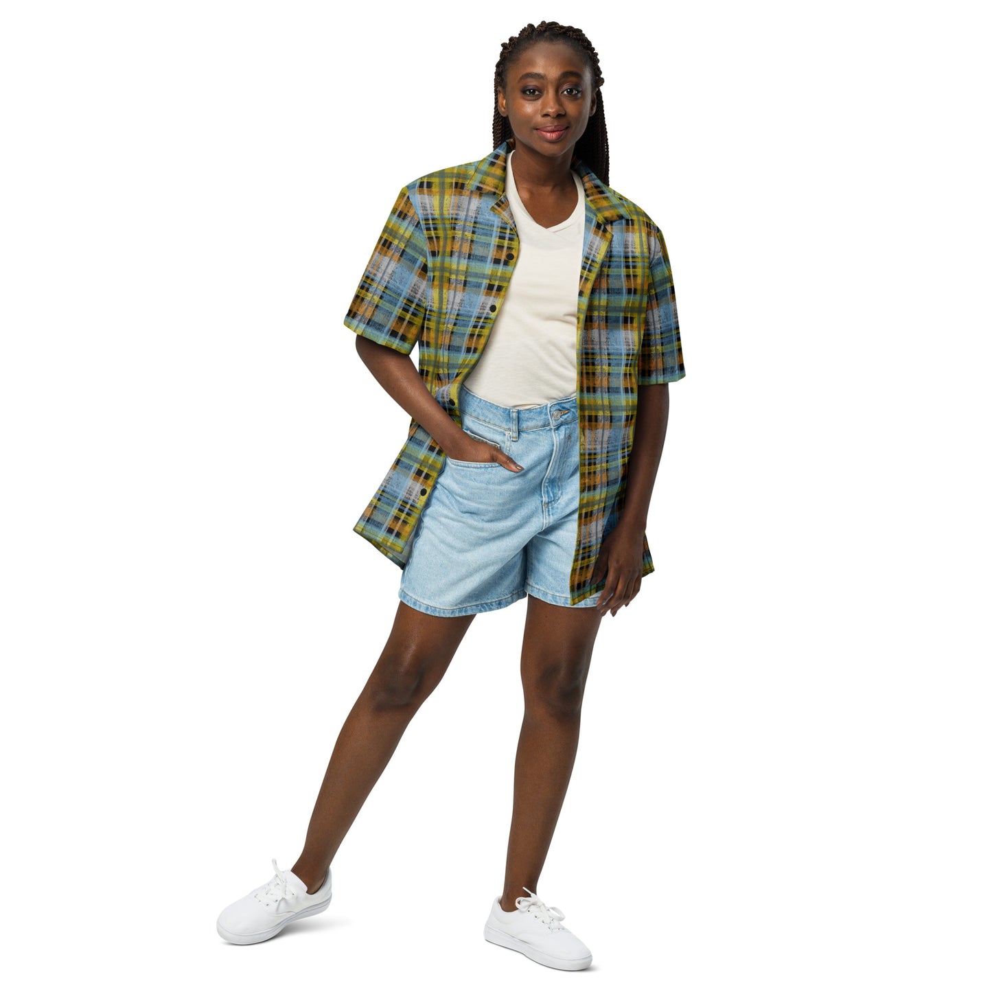 Aroace Pride Plaid Button-Down Shirt