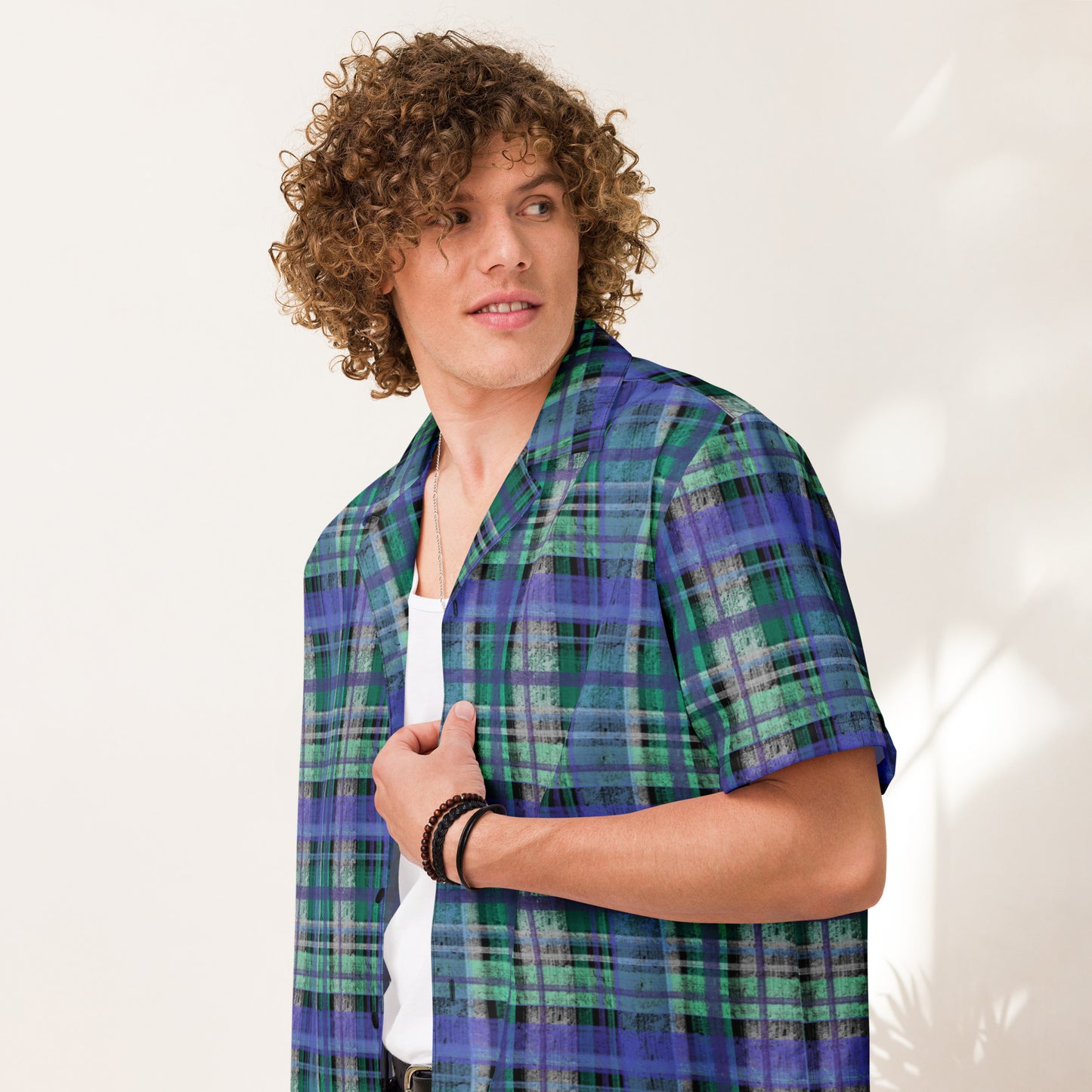 Masculine Gay Pride Plaid Button-Down Shirt