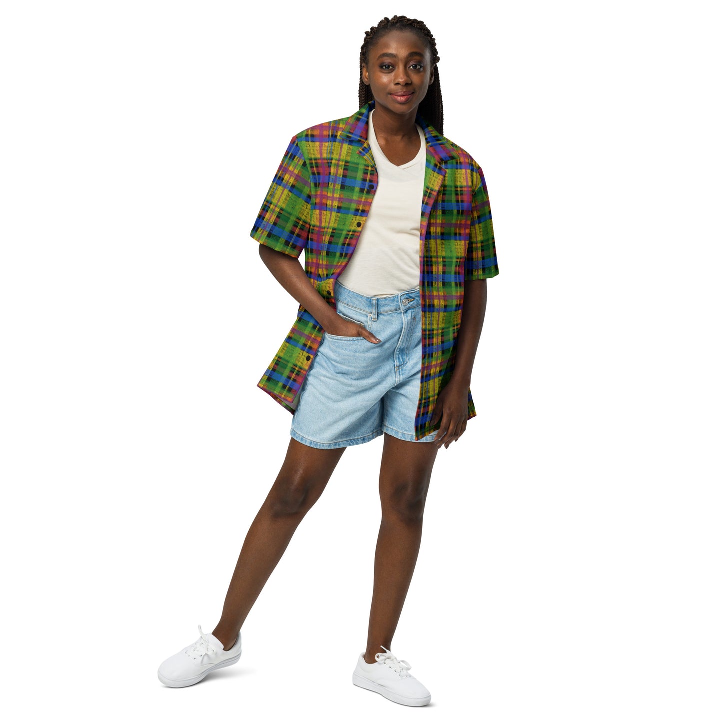 Rainbow Pride Plaid Button-Down Shirt