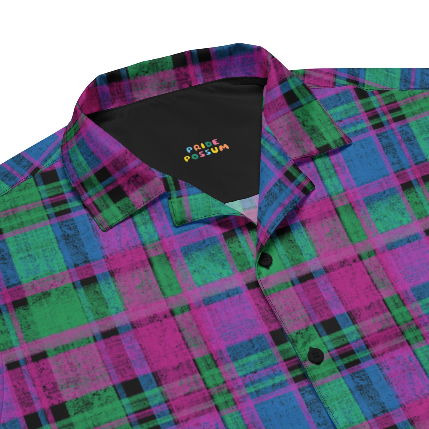 Polysexual Pride Plaid Button-Down Shirt