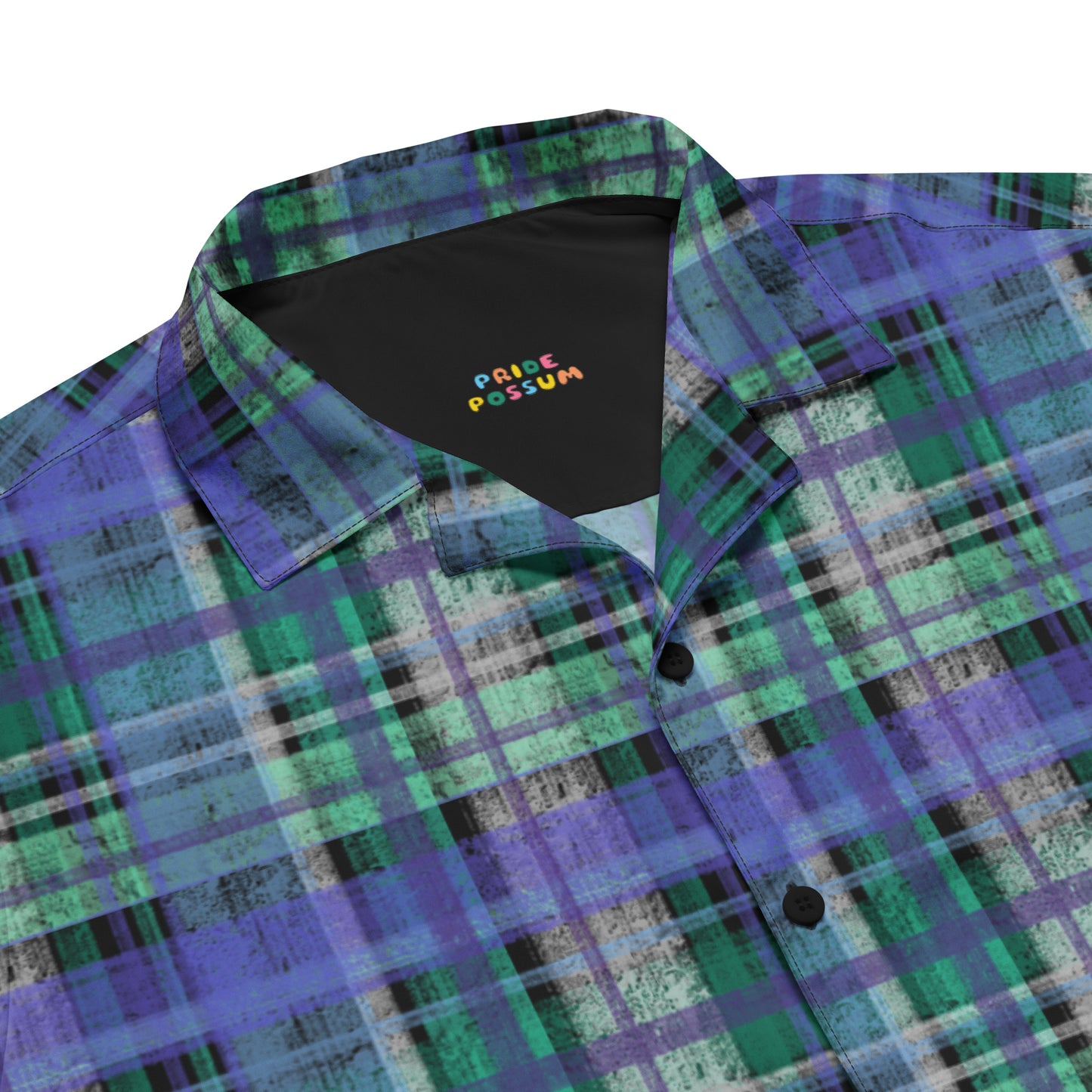 Masculine Gay Pride Plaid Button-Down Shirt