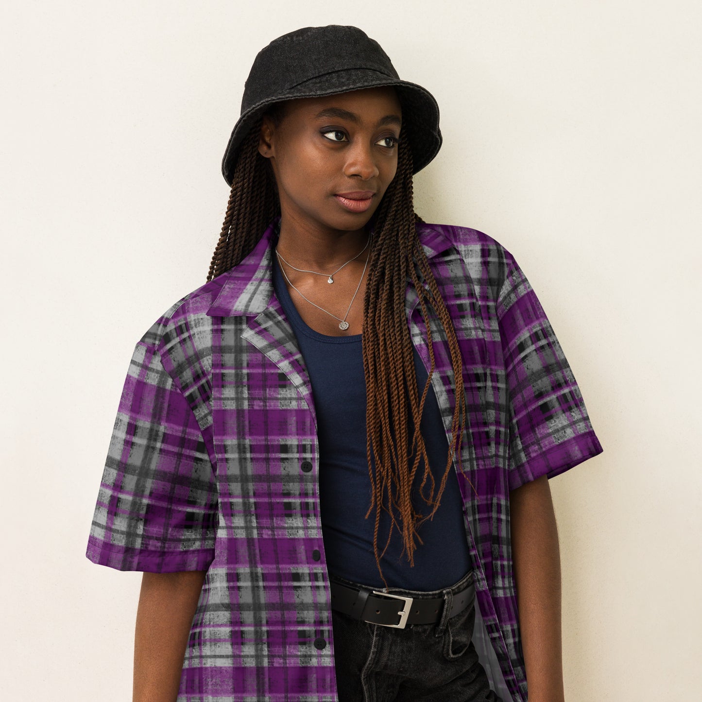 Asexual Pride Plaid Button-Down Shirt