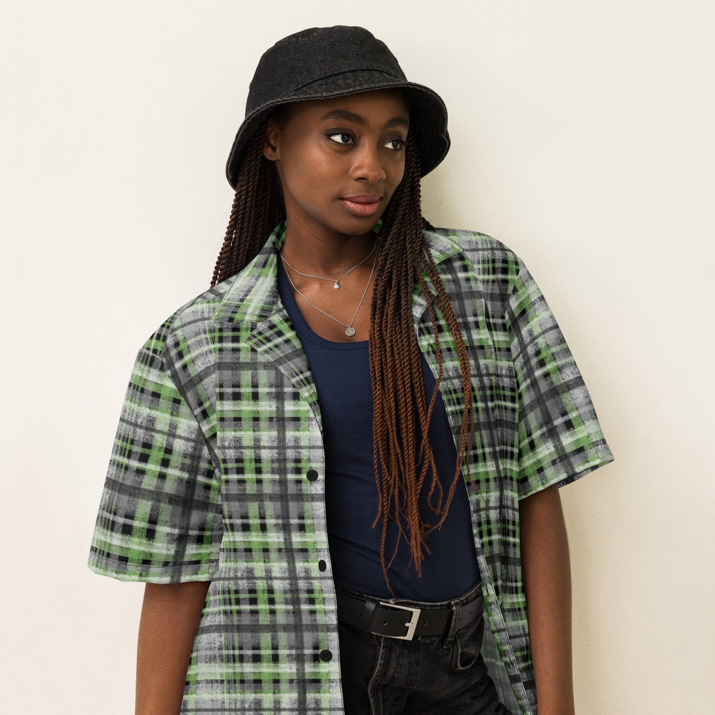 Agender Pride Plaid Button-Down Shirt