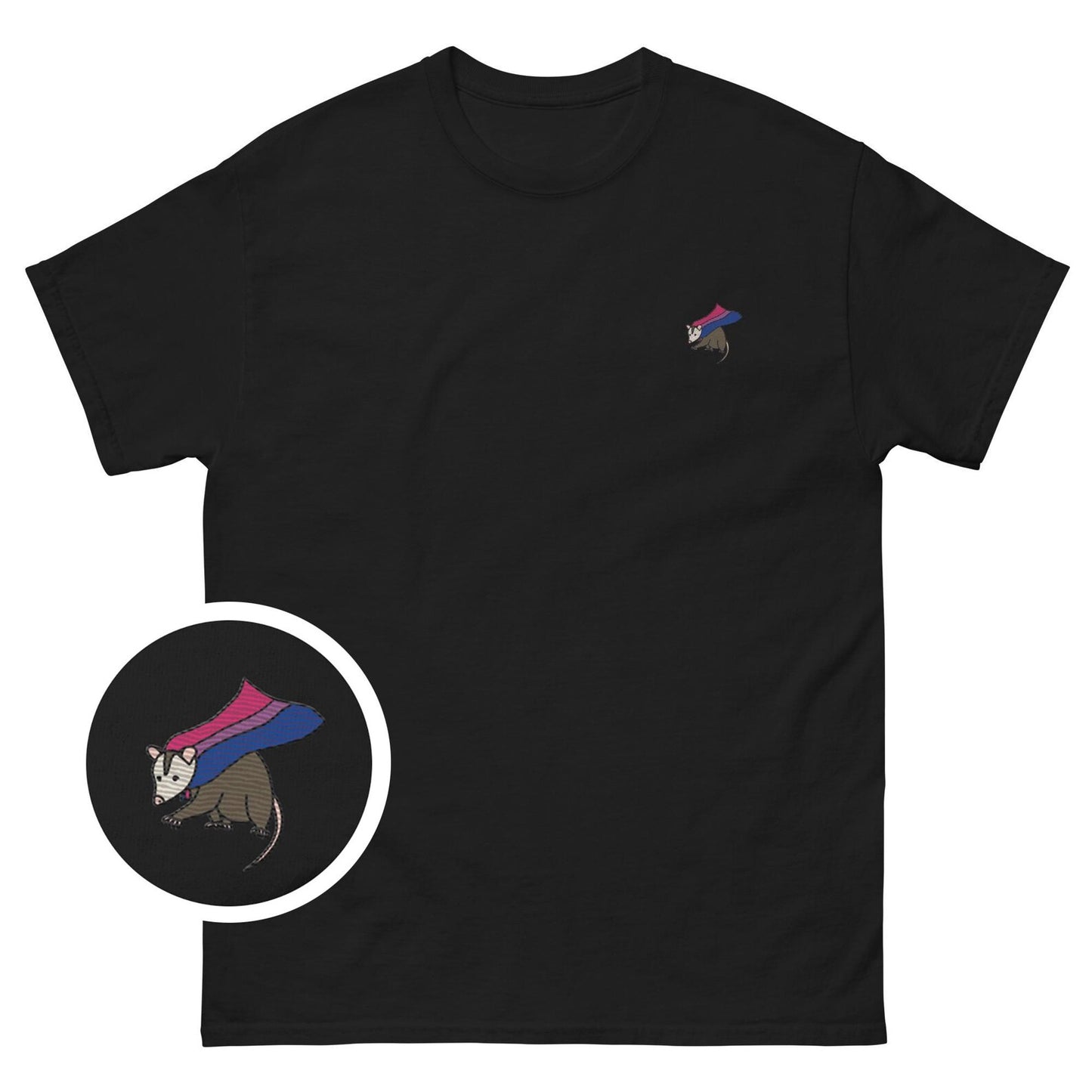 Bisexual Pride Embroidered Possum T-Shirt