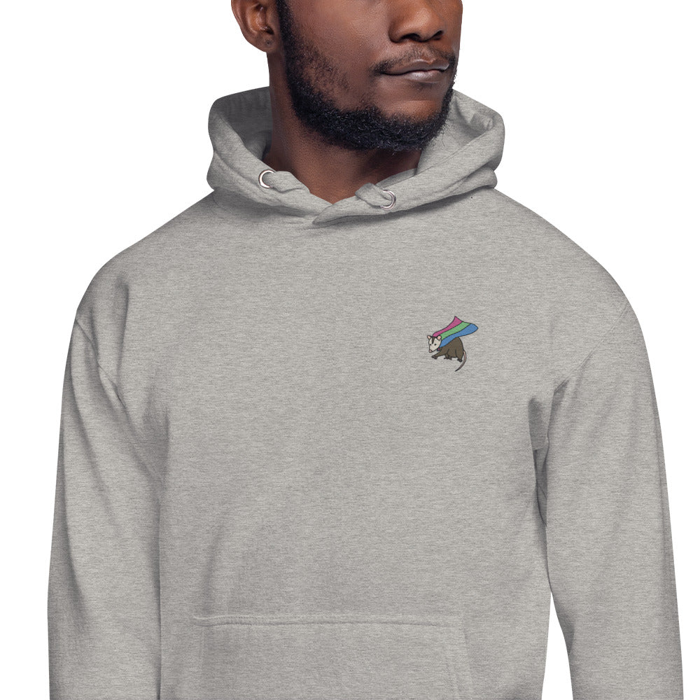 Polysexual Pride Hoodie with Embroidered Possum