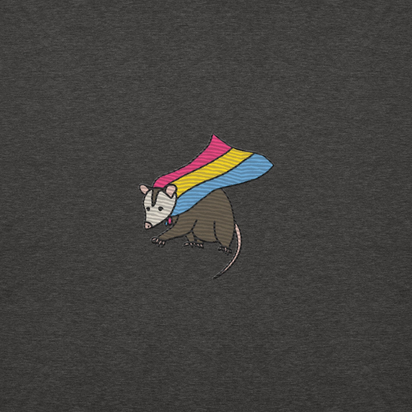 Pansexual Pride Hoodie with Embroidered Possum
