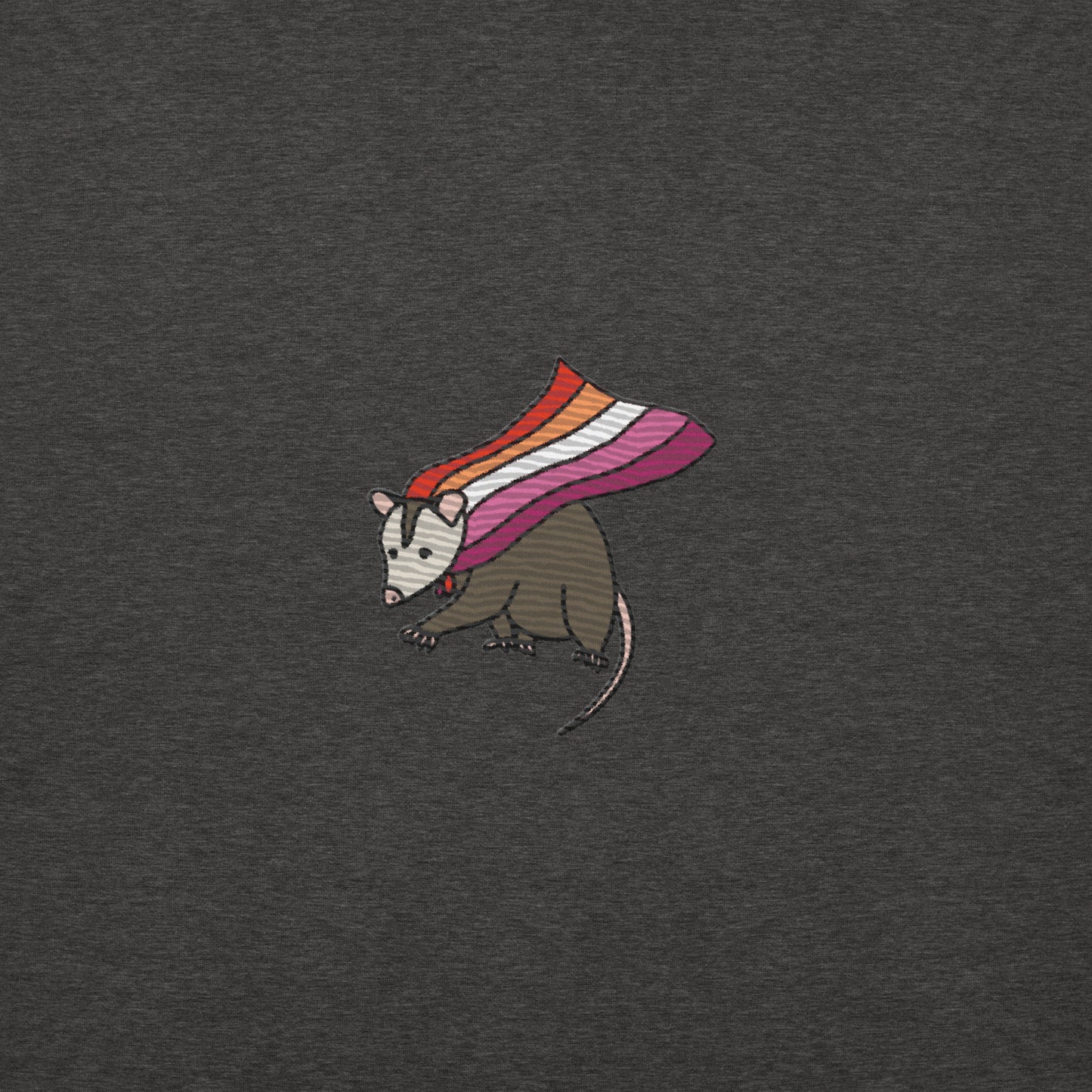 Lesbian Pride Hoodie with Embroidered Possum