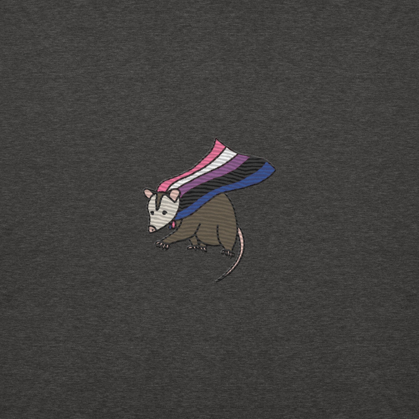 Genderfluid Pride Hoodie with Embroidered Possum