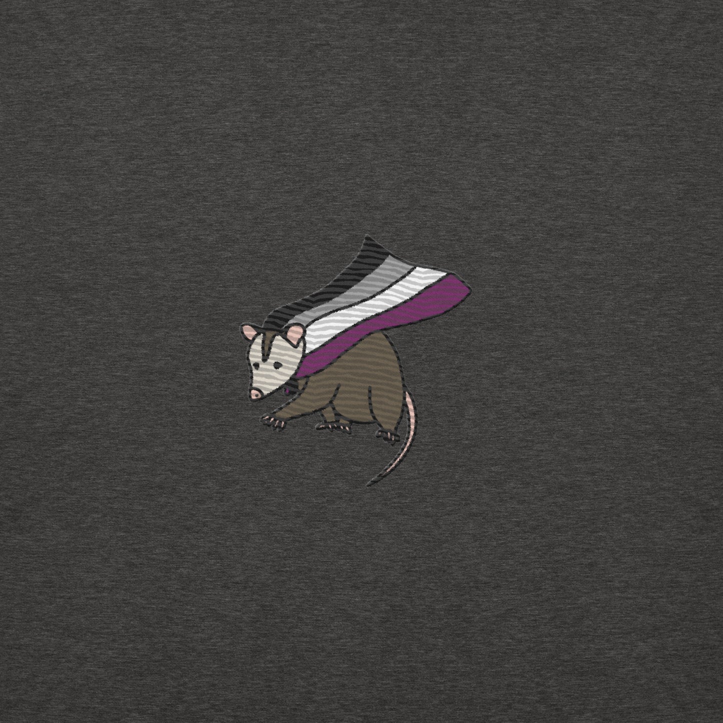 Asexual Pride Hoodie with Embroidered Possum