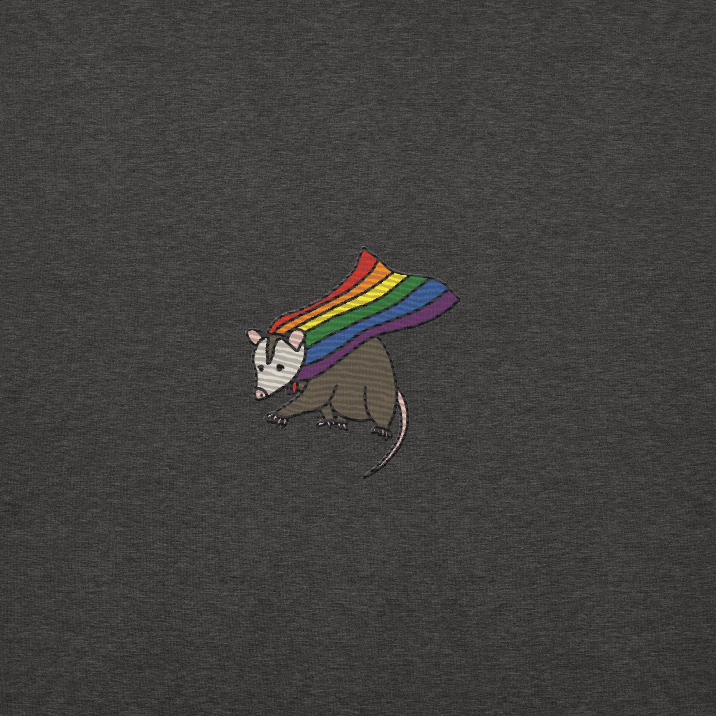 Rainbow Pride Hoodie with Embroidered Possum