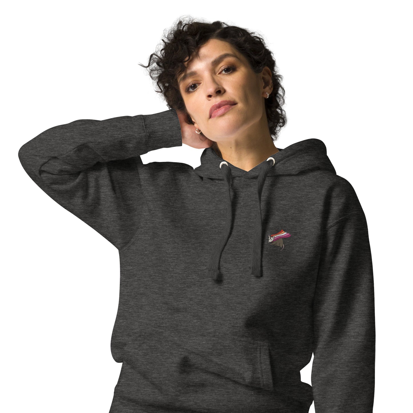 Lesbian Pride Hoodie with Embroidered Possum