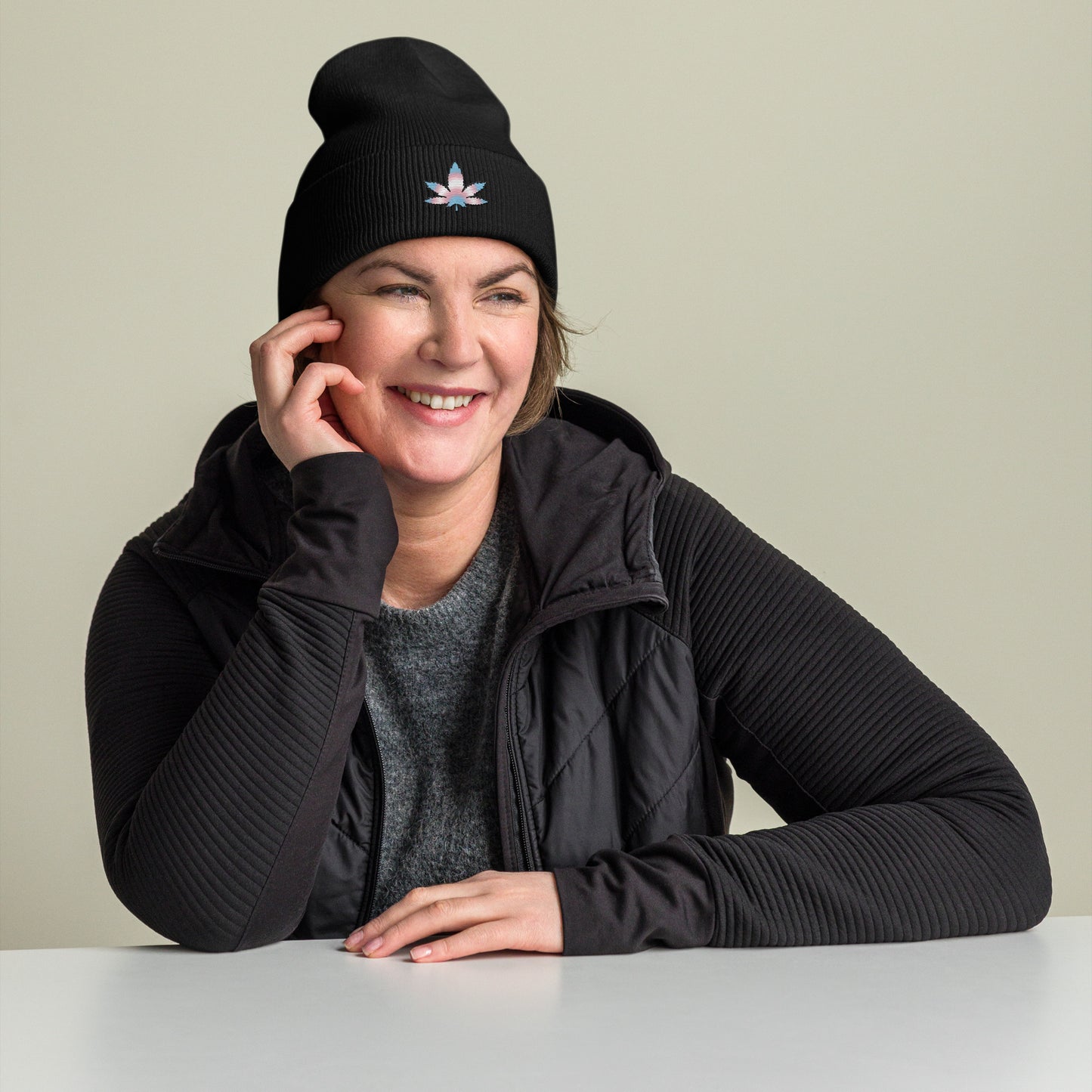 Transgender Pride Leaf Beanie