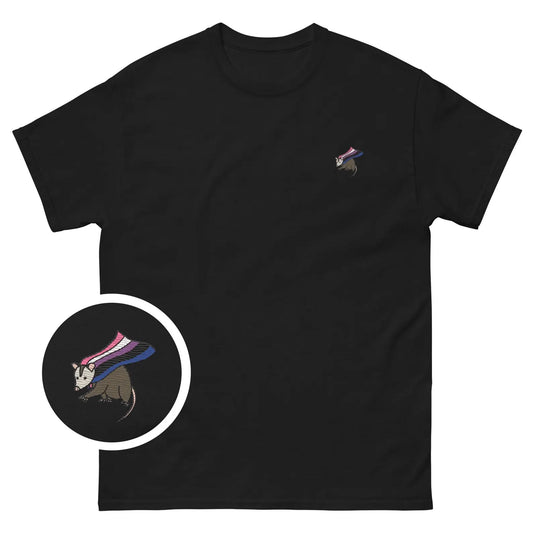 Genderfluid Pride Embroidered Possum T-Shirt
