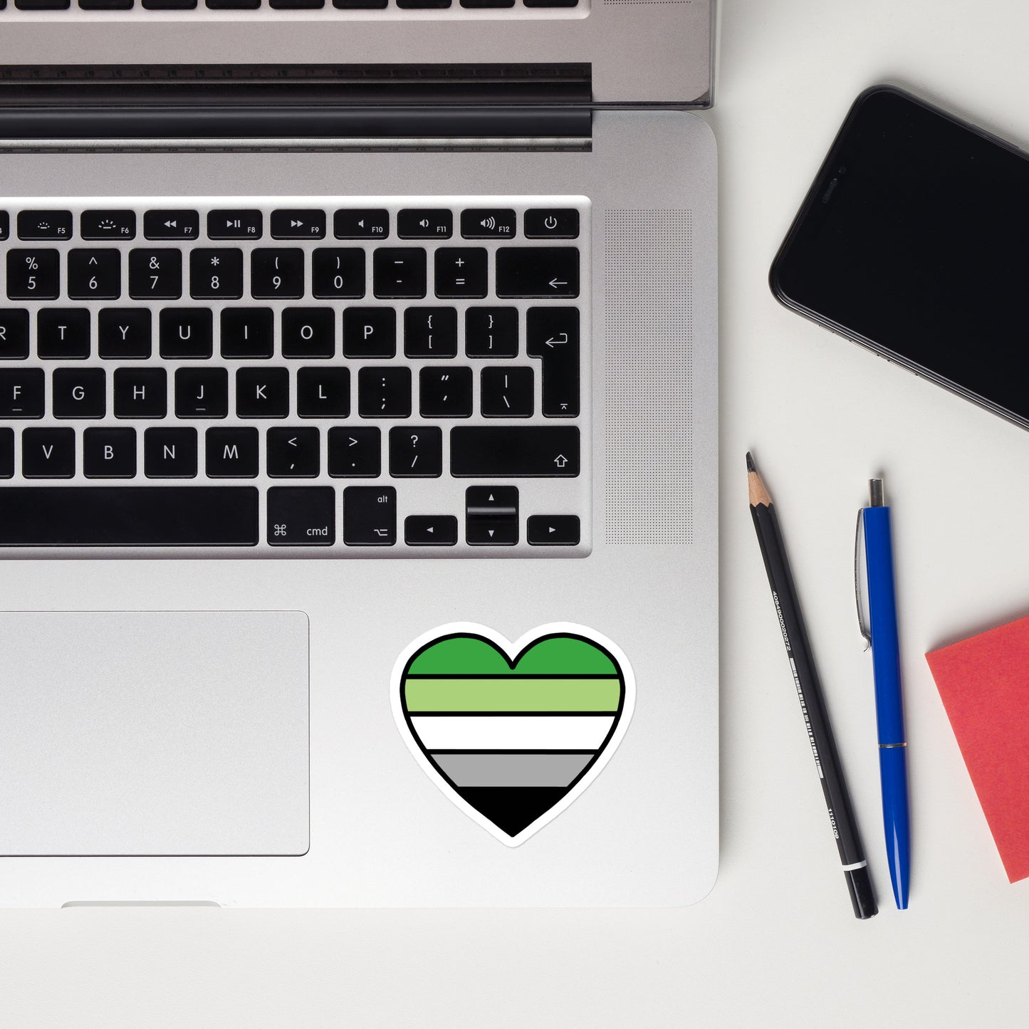 Aromantic Pride Heart Sticker – Aromantic Flag Vinyl Decal