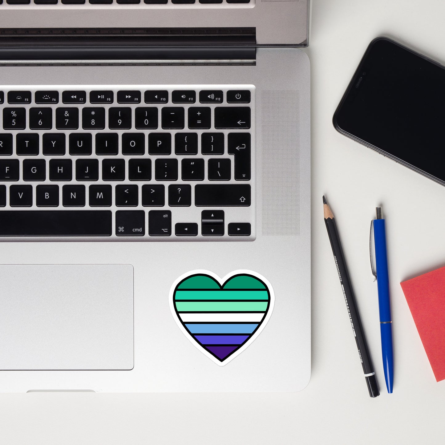 Masculine Gay Pride Heart Sticker – Mspec Gay Flag Vinyl Decal
