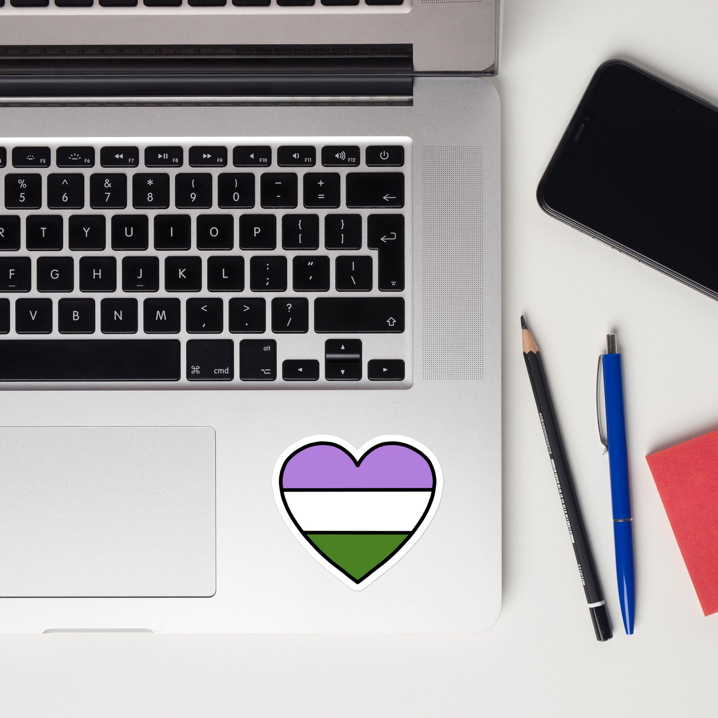 Genderqueer Pride Heart Sticker – LGBTQ Flag Vinyl Decal