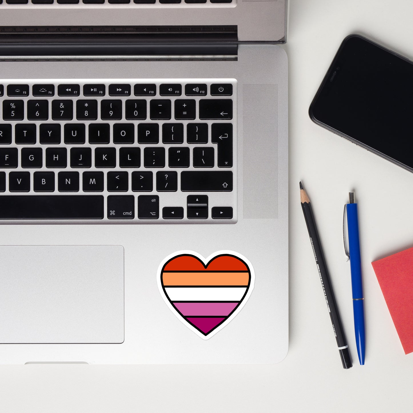 Lesbian Pride Heart Sticker – Lesbian Flag Vinyl Decal
