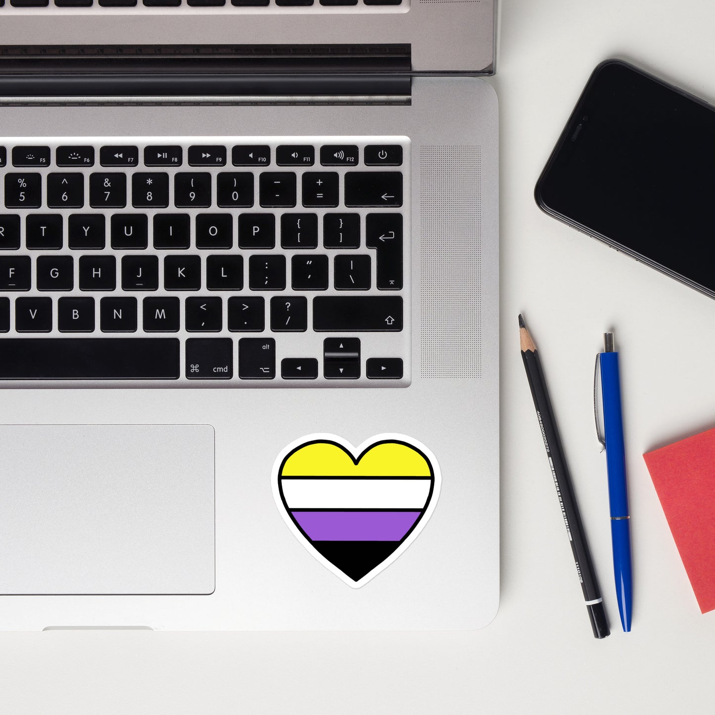 Nonbinary Pride Heart Sticker – NB Flag Vinyl Decal