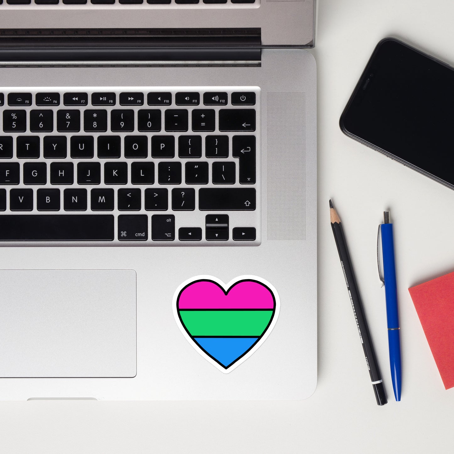 Polysexual Pride Heart Sticker – Poly Flag Vinyl Decal