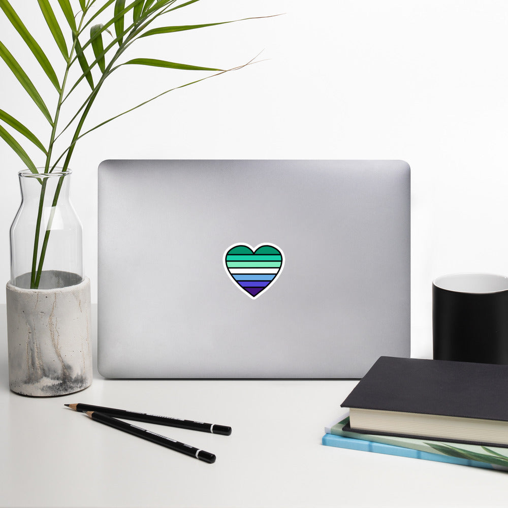 Masculine Gay Pride Heart Sticker – Mspec Gay Flag Vinyl Decal
